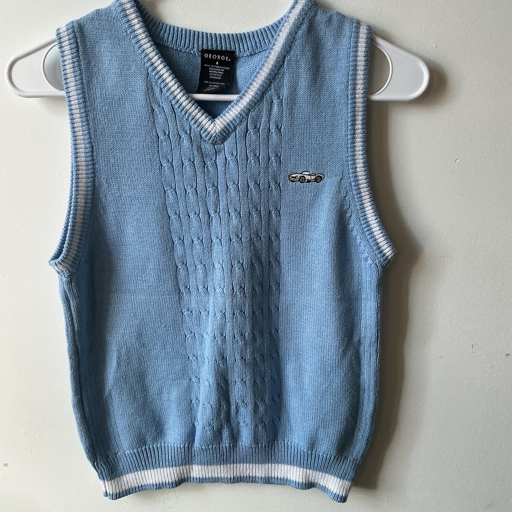 George Light Blue V-Neck Sweater Vest